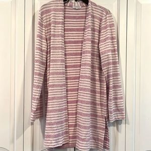 Talbots Lilac Striped Sweater Cardigan L EUC